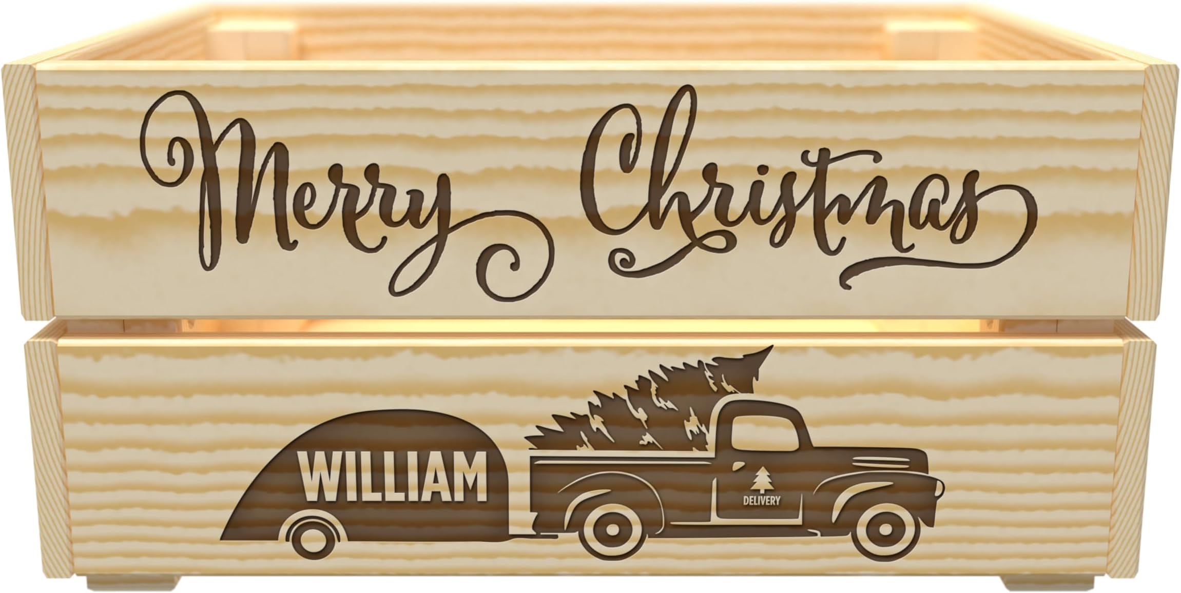 Personalized Wooden Christmas Eve Crate – Engraved “Night Before Christmas” Box with Custom Name for Kids & Family Keepsake