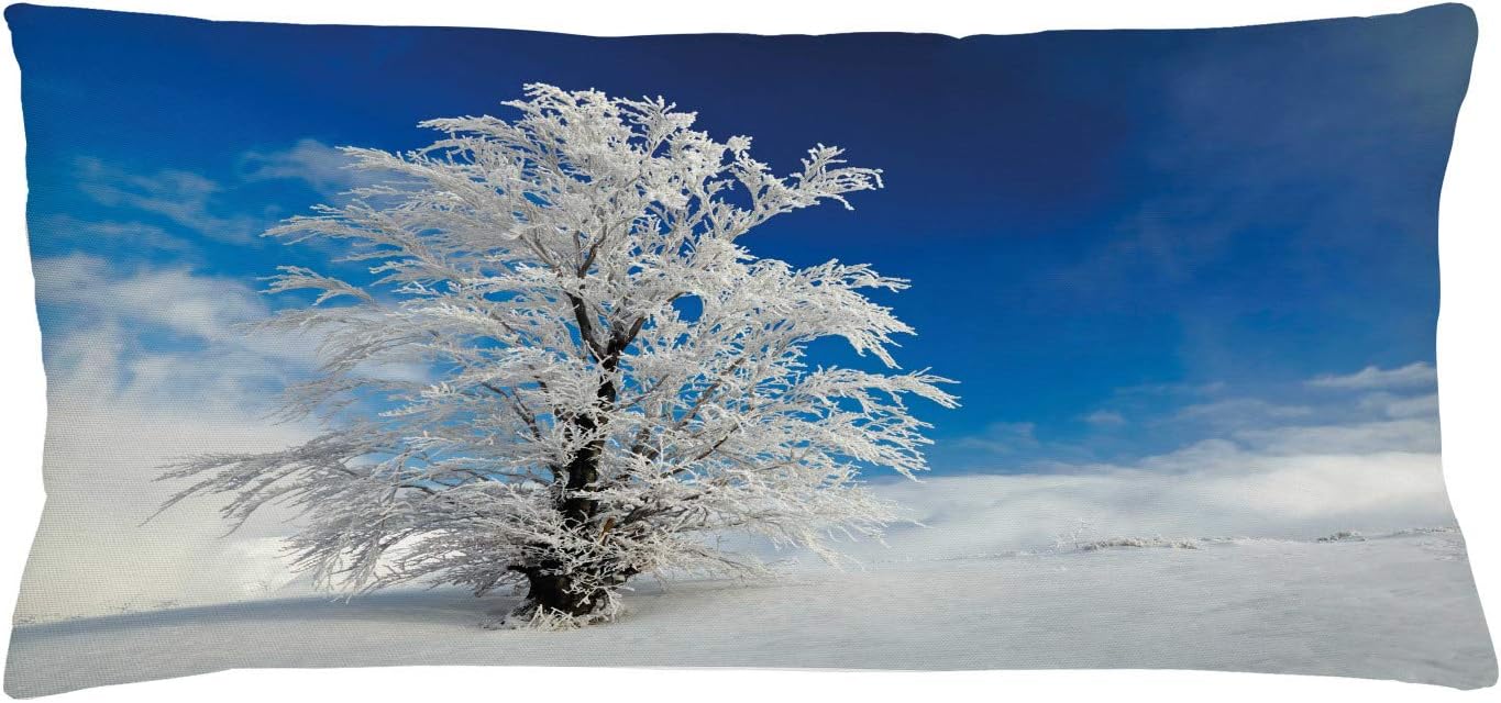 Ambesonne Winter Throw Pillow Cushion Cover, Lonely Tree on