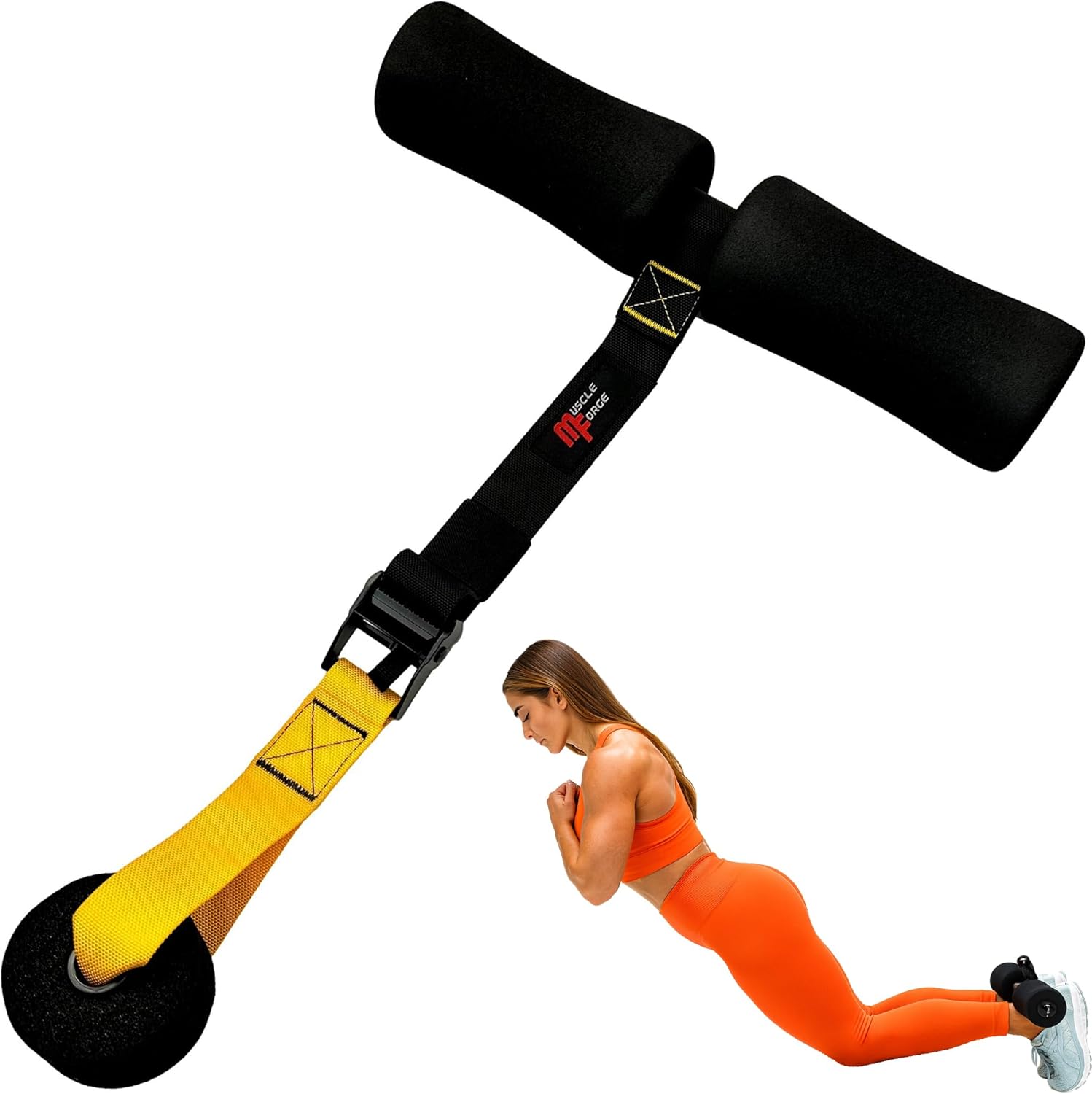 Nordic Curl Strap for Hamstring Training & Injury Prevention – Adjustable Door Anchor with Foam Ankle Padding – Portable Home Gym Leg Trainer for Squats, Sit-Ups & Core – 400 lbs