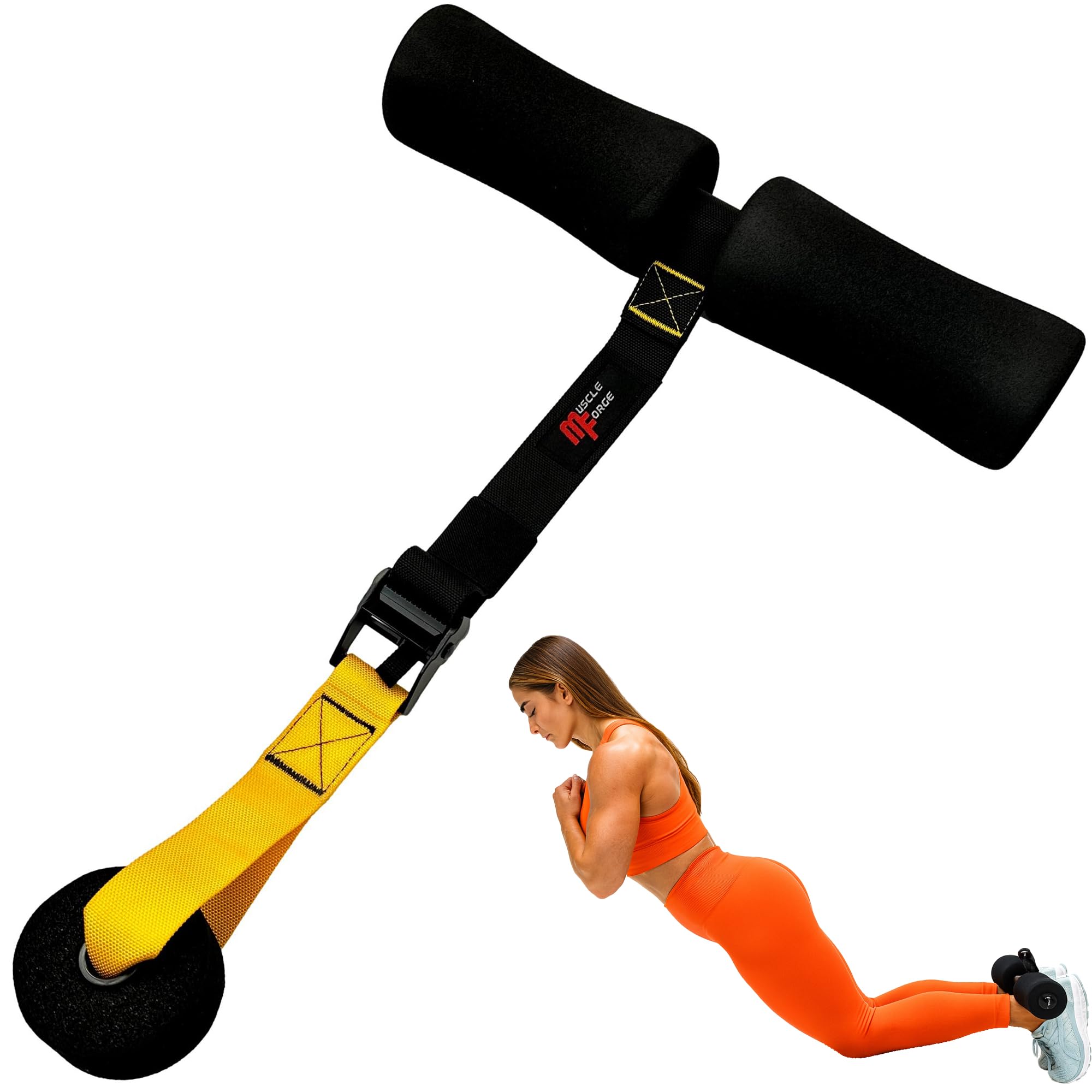 Sangle Nordic Curl – Accessoire réglable entraînement Maison – Renforce ischio-jambiers, Abdos, Sit-ups, Sissy Squats – Ancrage Porte rembourré, Longueur Ajustable – Charge 180 kg léger