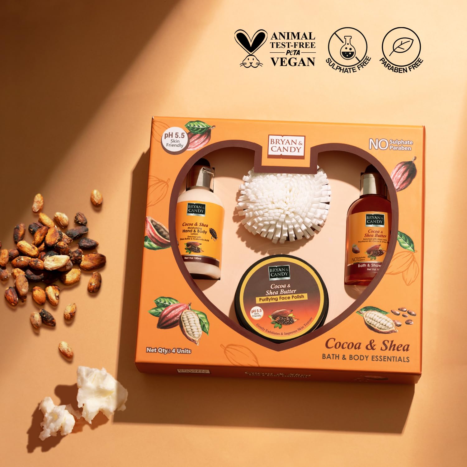 Bryan & Candy Bodycare Heart Collection Gift set for Women 100% Vegan,Ph5.5 Skin Friendly (Lavender Heart Collection) 4