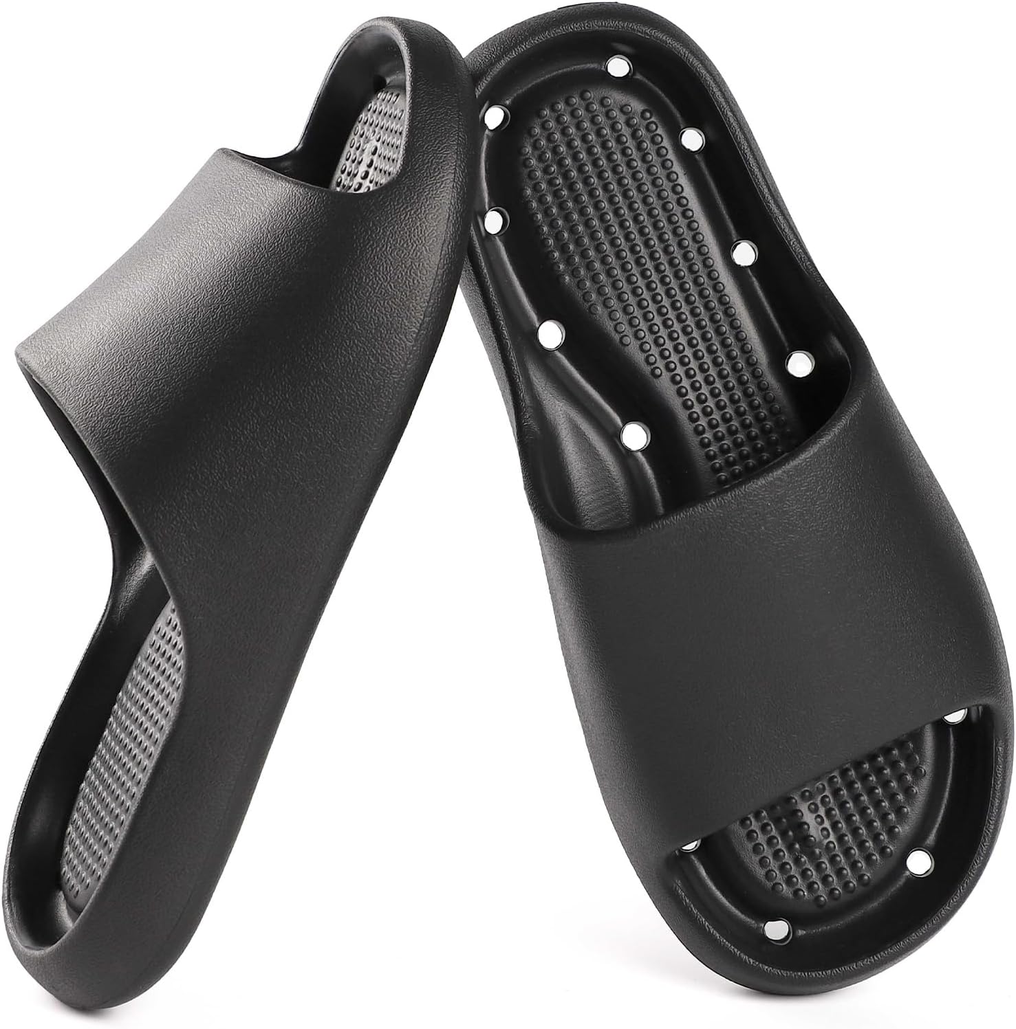 GETOEU Shower Shoes for Women and Men Massage Slide Sandals Soft Cushioned Anti-Slip Pool Slides Comfort Arch Support Quick Drying Shower Shoes with Drain Holes Bathroom Slides Slippers