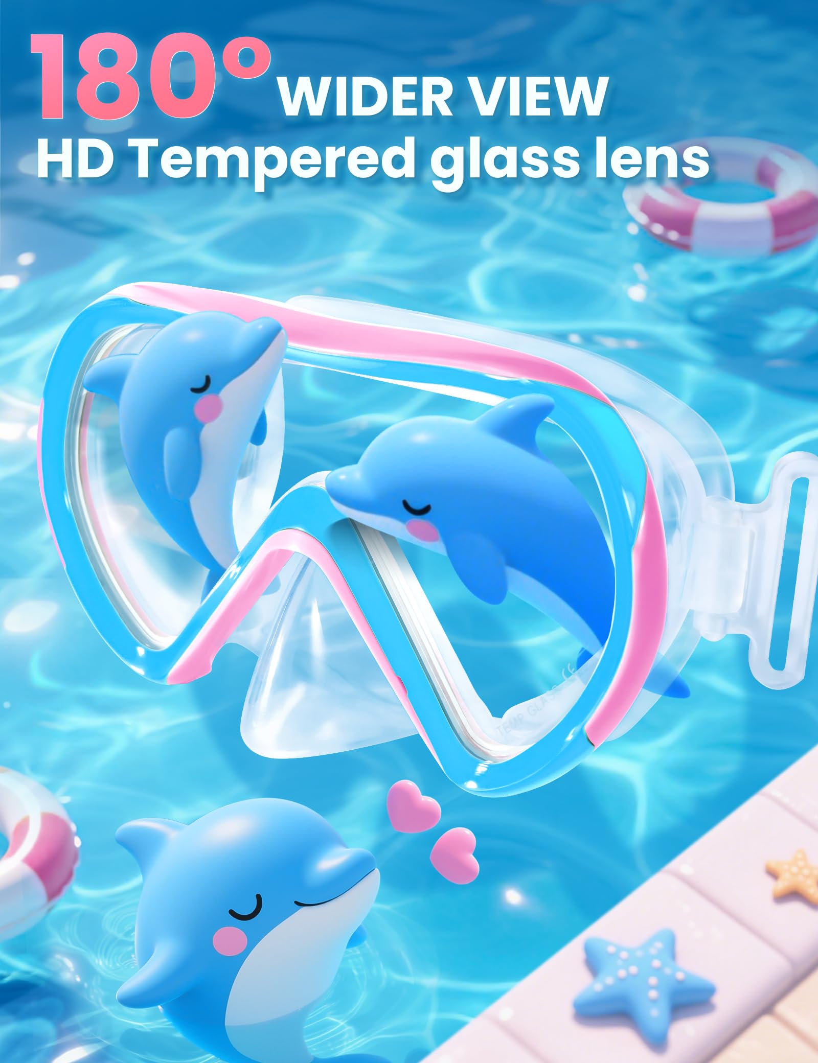 Supertrip Gafas de natación para niños con Cubierta de Nariz para niños de 6 a 14 años,Correa de Tela de Vidrio Templado,máscara de esnórquel para chicos y niñas,Piscina y Playa