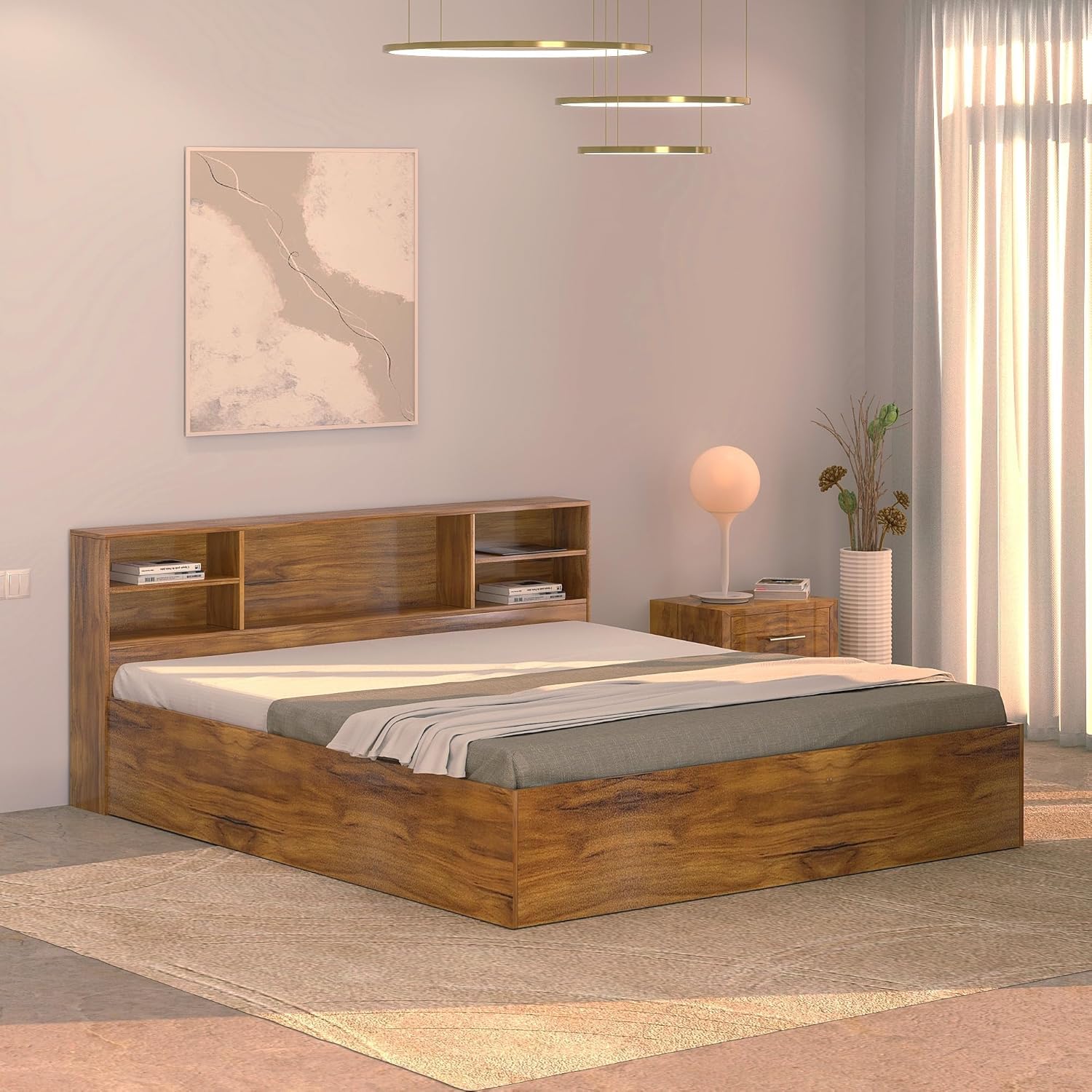 Callas Trinity King Size Bed Engineered Wood with Box, Modern Design with Headboard | Elegant Finish | Durable Structure | 1 Year Warranty with Free Installation