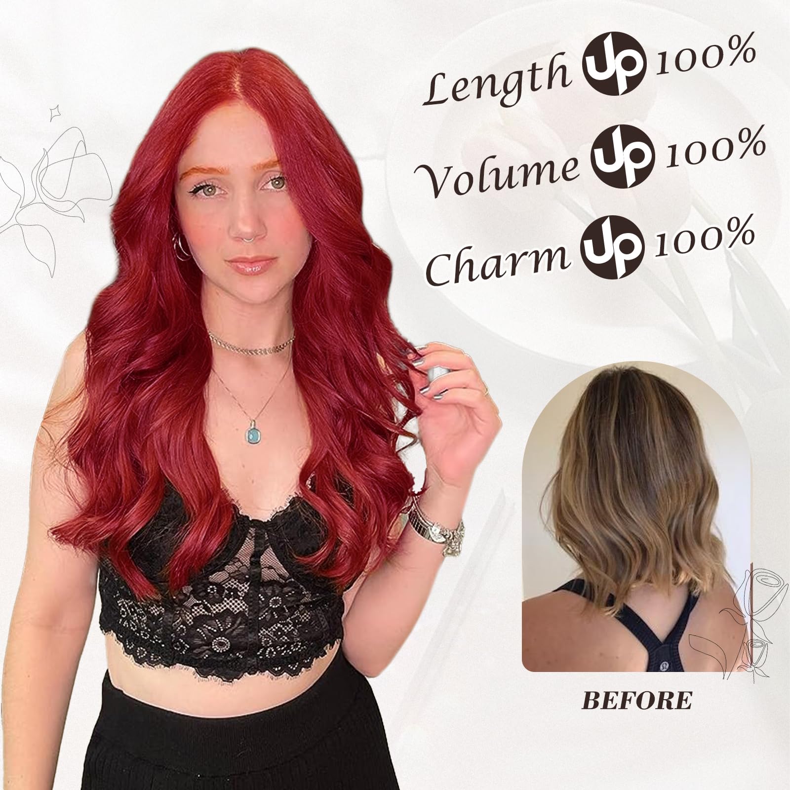 Amazon.com : BARSDAR Long Red Wig with Curtain Bangs - 26 