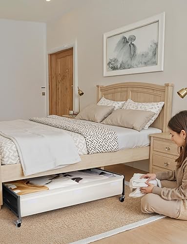 Miniatura 6 de StorageWorks Almacenamiento debajo de la cama con ruedas, paquete de 2 contenedores de almacenamiento debajo de la cama con tapas, contenedores