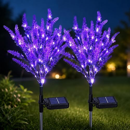 Geegoods 2 Pack Lavender Solar Garden Lights – Outdoor Waterproof