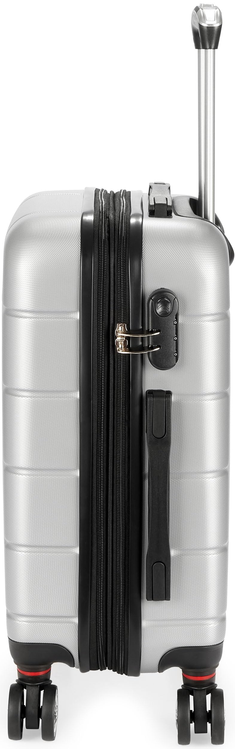 BRUBAKER Equipaje de Mano Maleta Rígida Miami - Maleta de Viaje Expandible con Cerradura de Combinación, 4 Ruedas y Asas Confortables - Maleta Trolley ABS 37 x 56 x 24,5 cm (M - Plateada)