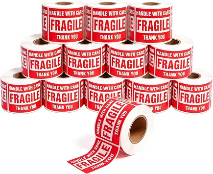 6000 Fragile Stickers for Shipping, 2x3 Inch Fragile Stickers for Moving | Handle with Care Labels, Easy Peel Labels for Boxes, Packing, Shipping Supplies