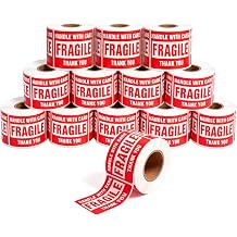 6000 Fragile Stickers for Shipping, 2x3 Inch Fragile Stickers for Moving, Handle with Care Labels, Easy Peel Labels for Boxes, Packing, Shipping Supplies