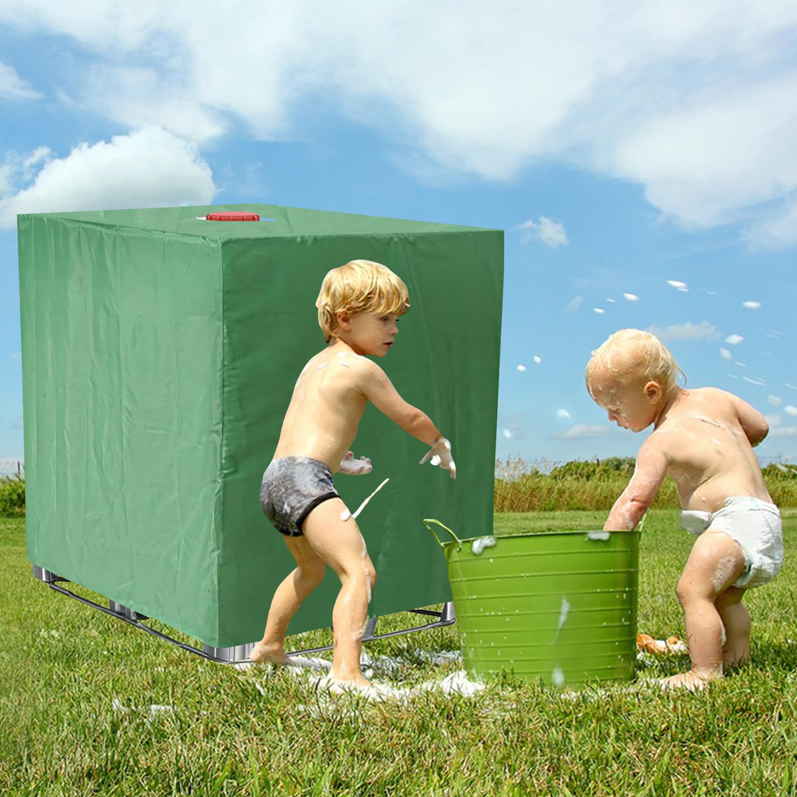 SKJJL Bâche Réservoir Deau IBC, Housse Protection Réservoir DEau Avec Fermeture Éclair, Housse Cuve 1000l Anti UV Adaptée Au Réservoir DEau De Pluie De Conteneur Réservoir IBC, 120x100x116cm