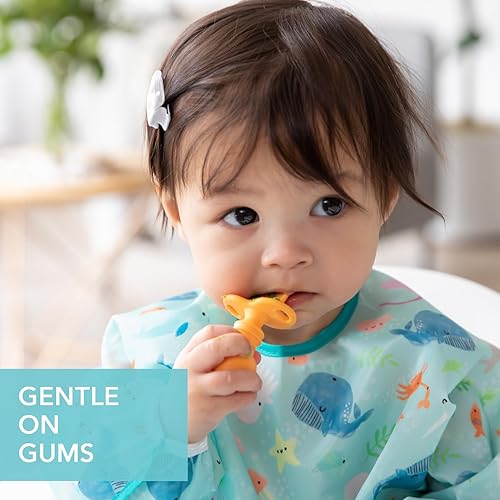 Vista 81 de Bumkins Juego de utensilios para bebé, cucharas de silicona para sumergir, autoalimentación, destete LED para bebés, aprendizaje de entrenador, A1