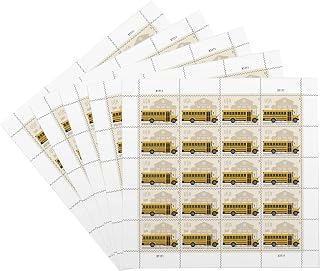 School Bus Additional Ounce USPS Postage Stamps 5 Sheets of 20 Students Children Teachers Celebration Party Announcement (100 Stamps)