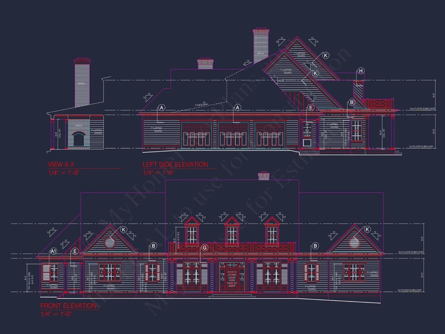 19-1688 HOUSE PLAN - Colonial Revival House Plan: Architectural Floor Designs