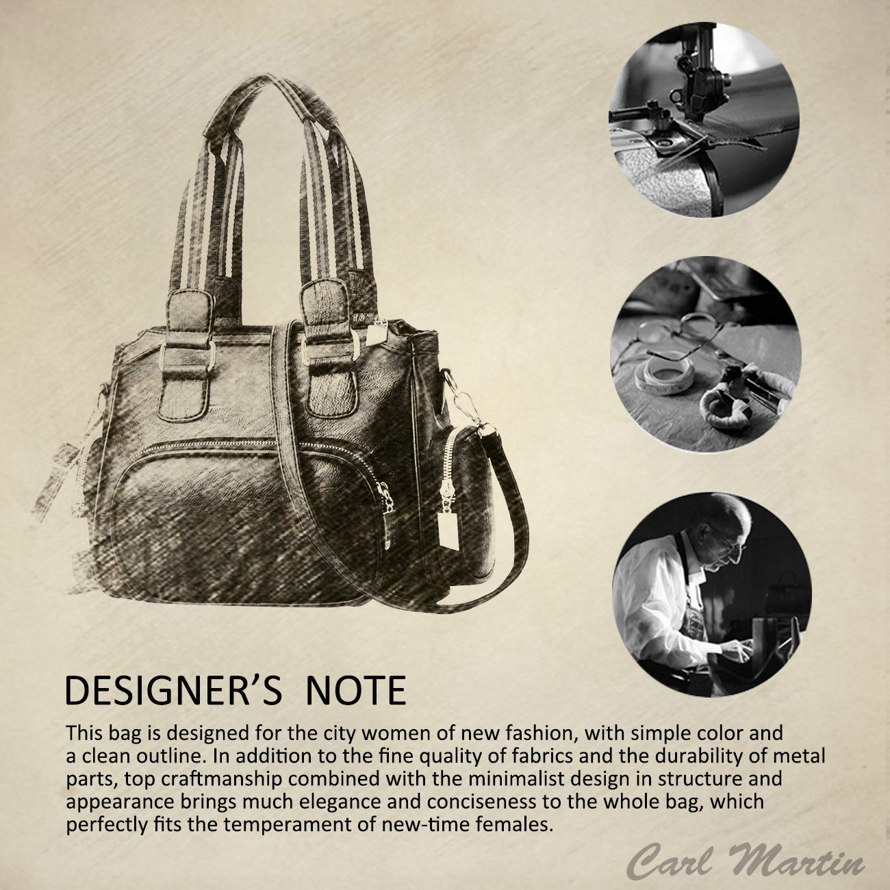 WolFum Nuove borse a mano da donna e borsa a tracolla Borsa a tracolla in morbida pelle con tasche multiple Raddoppia il comfort