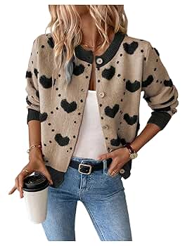 GORGLITTER Women's Color Block Button Up Sweater Cardigan