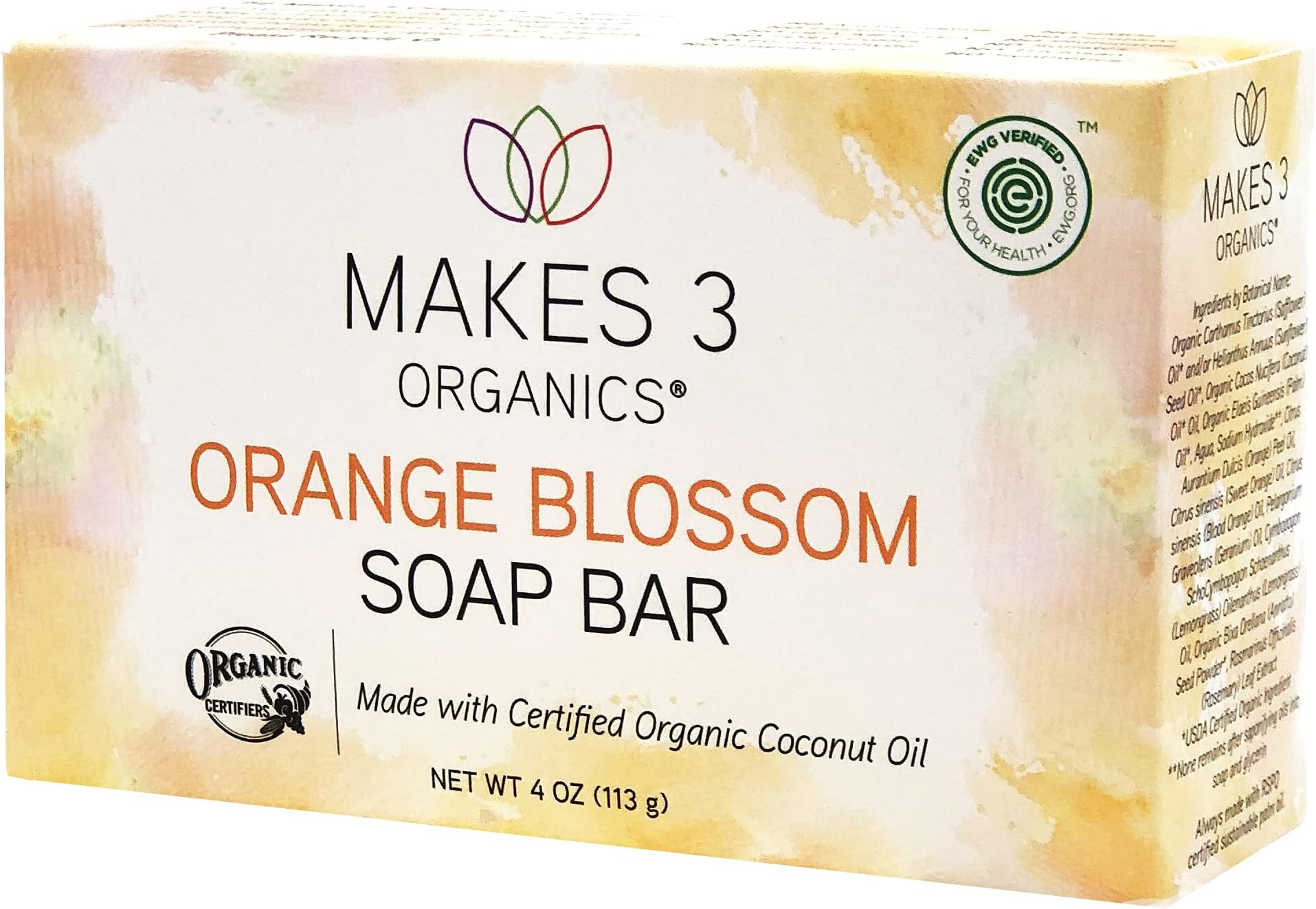 Makes 3 OrganicsOrganic Bar Soap, Orange Blossom, 4 Ounce