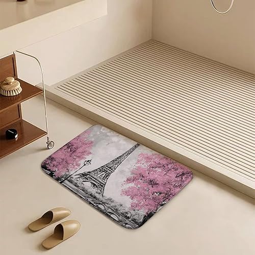 Miniatura 6 de Paris Tower - Tapete de baño de microfibra extrasuave y absorbente, tapete de baño de felpa antideslizante, tapete de baño para suelo de baño,