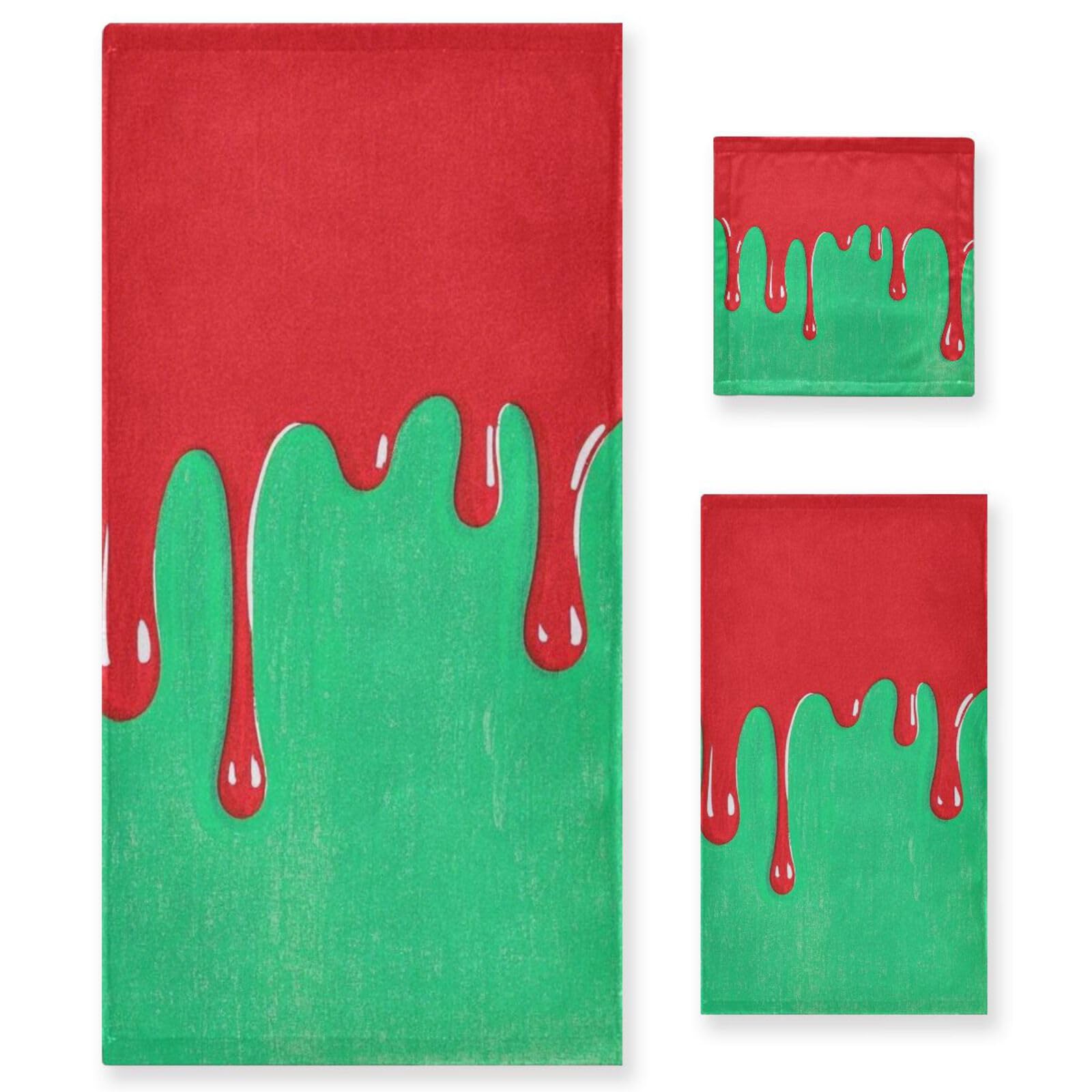 Flowing Pigment - Juego de toallas faciales absorbentes de 3 piezas, 1 toalla de baño, 1 toalla de mano y 1 paño para el cuerpo y el baño