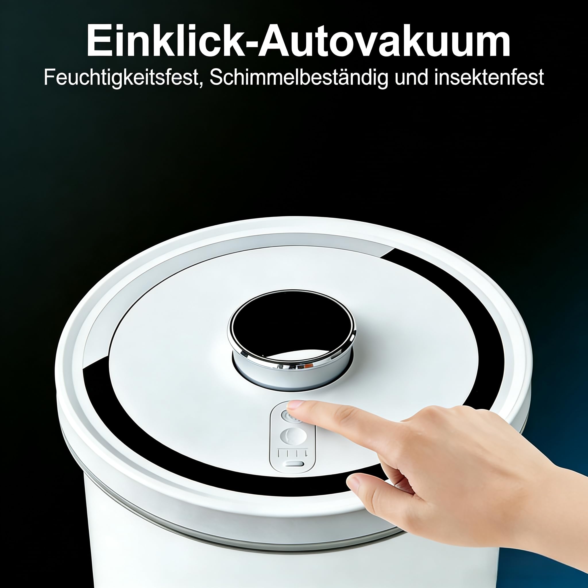 Vakuumlagerbox für Kaffee, Weizen, Bohnen, Mehl, Milchpulver, Haustiernahrungsmittellagerung Ein-Knopf-Betrieb Automatischer Vakuum (12L Weiß)
