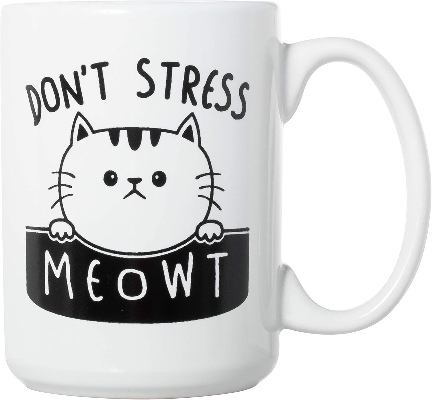 Artisan Owl Don't Stress Meowt Funny Mug - Great Gifts for Any Cat Lady or Cat Dad - 15 oz Deluxe Double-Sided Coffee Tea Mug - Image 2