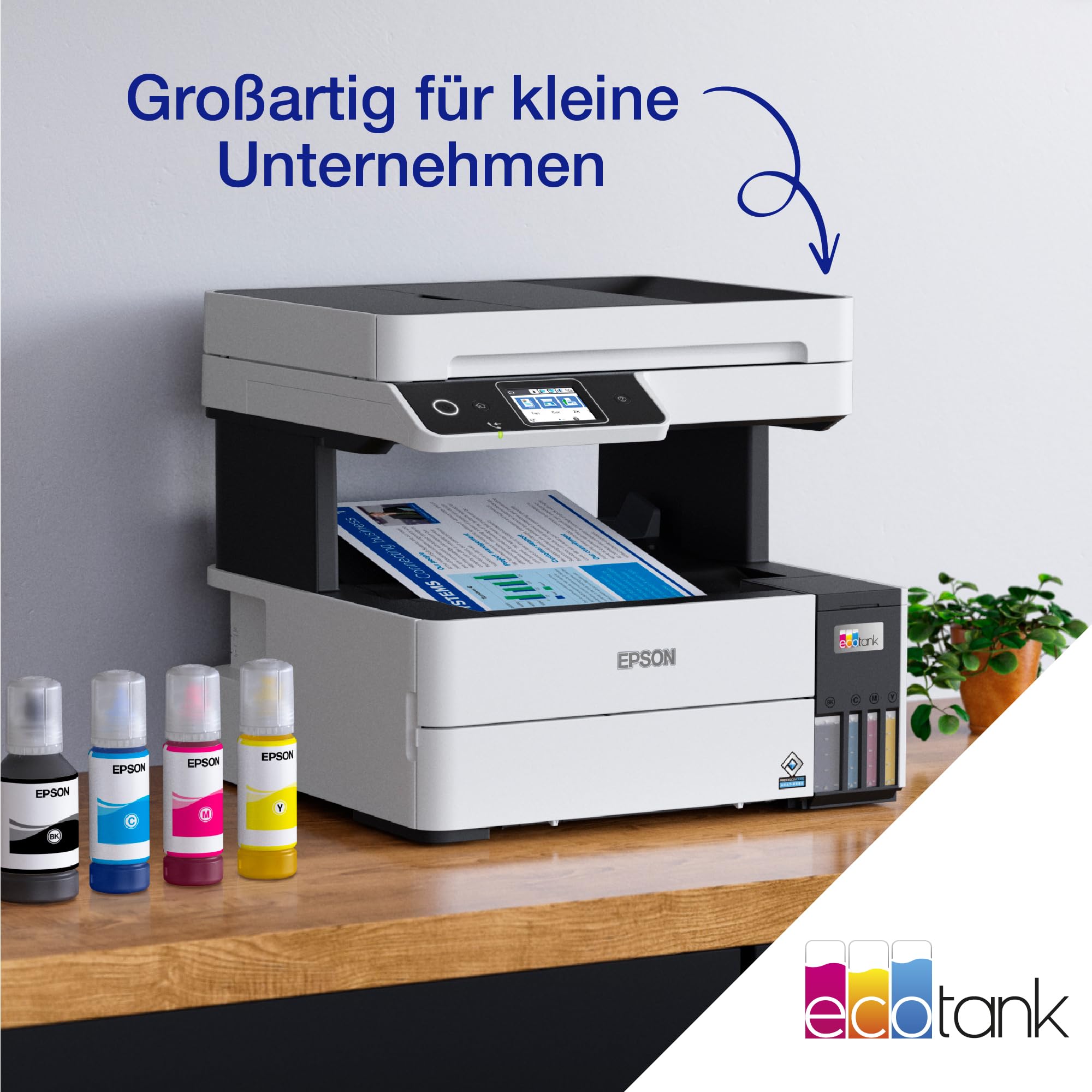 Epson EcoTank ET-5170 Tintentankdrucker | für kleine Büros & Unternehmen | WLAN & Ethernet | A4 | Drucken, Kopieren, Scannen, Faxen | Duplexdruck | 6.1 cm Touchscreen | ADF
