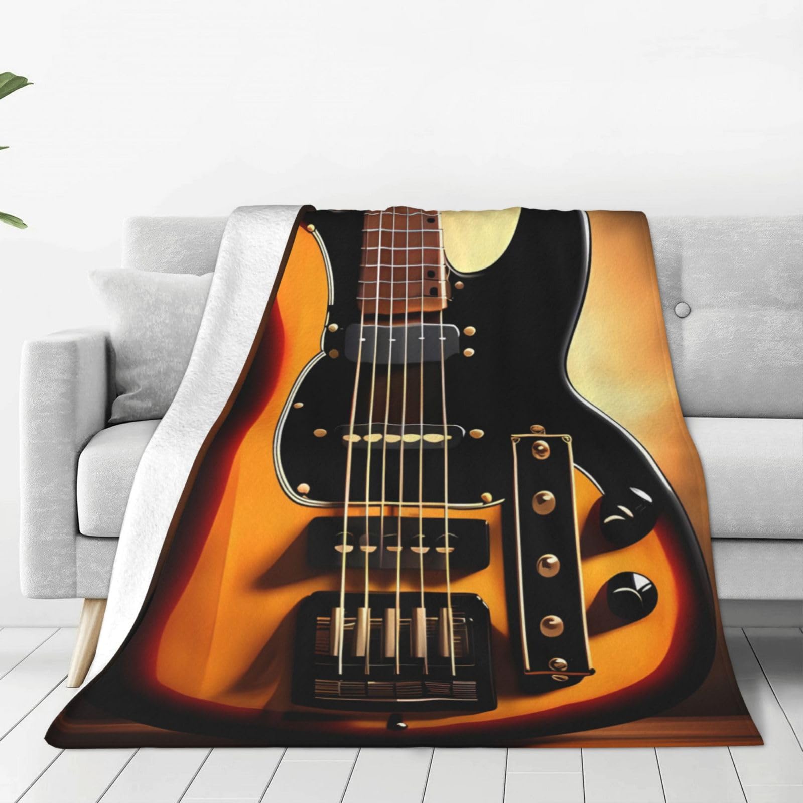 Couverture imprimée guitare en polaire de flanelle douce et durable 152x127 cm