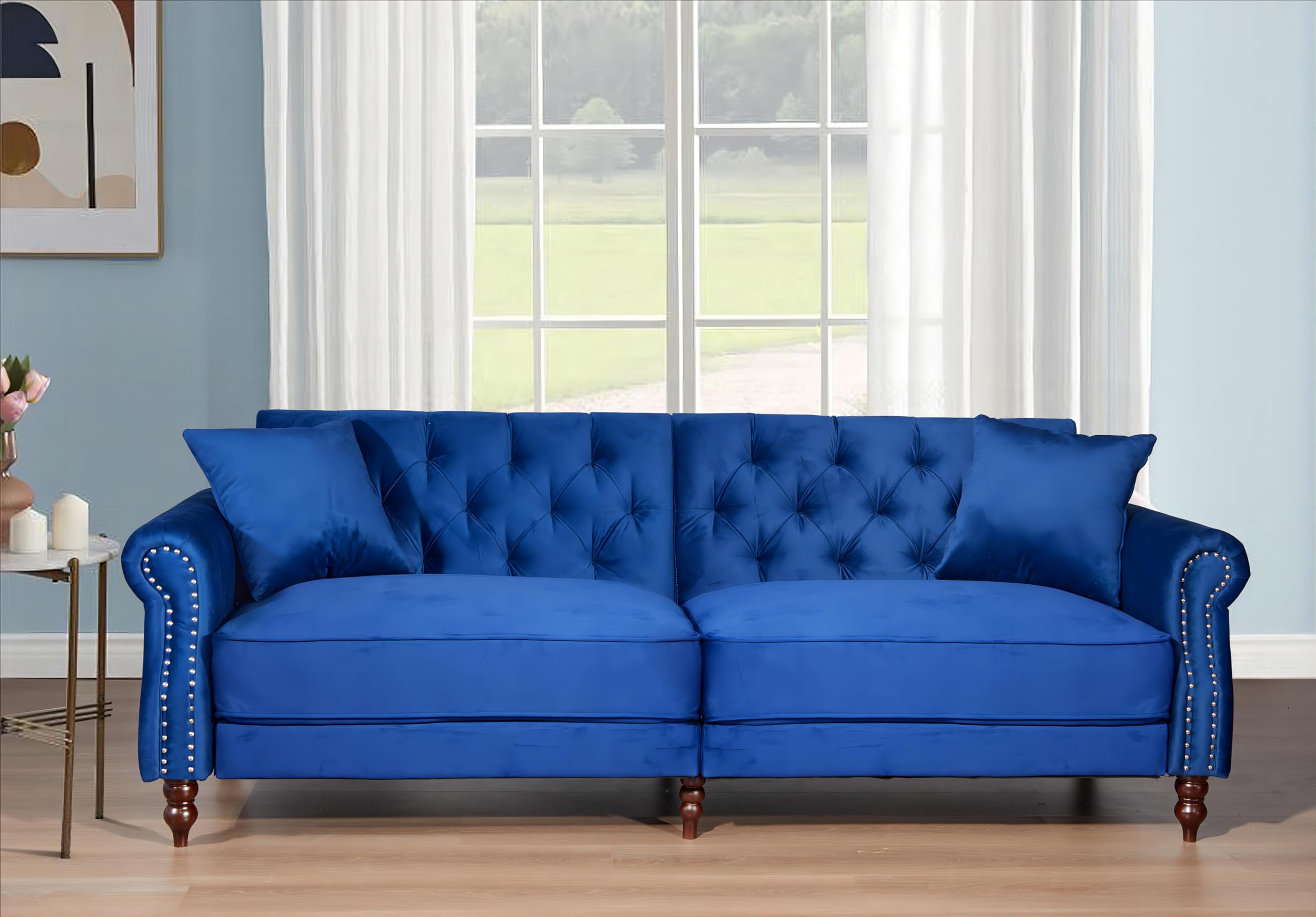 Legend Vansen 87.8 inchs Convertible Velvet Bed Sleeper Futon Sofas, Blue: incomplete 