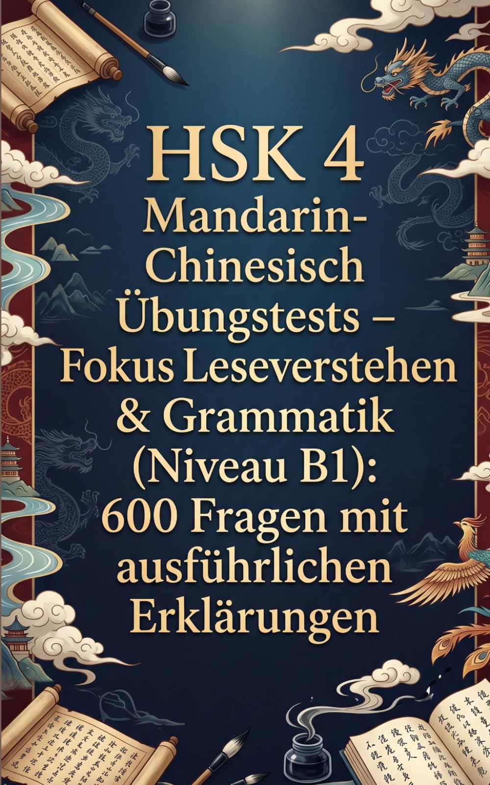 HSK 4 Mandarin-Chinesisch Übungstests – Fokus Leseverstehen & Grammatik (Niveau B1): 600 Fragen mit ausführlichen Erklärungen