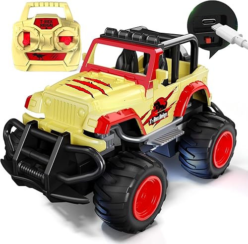 Tecnock Mini auto RC para niños, auto a control remoto a escala 132 con batería recargable tipo C, 2.4 GHz duradero pequeño camión RC con fácil