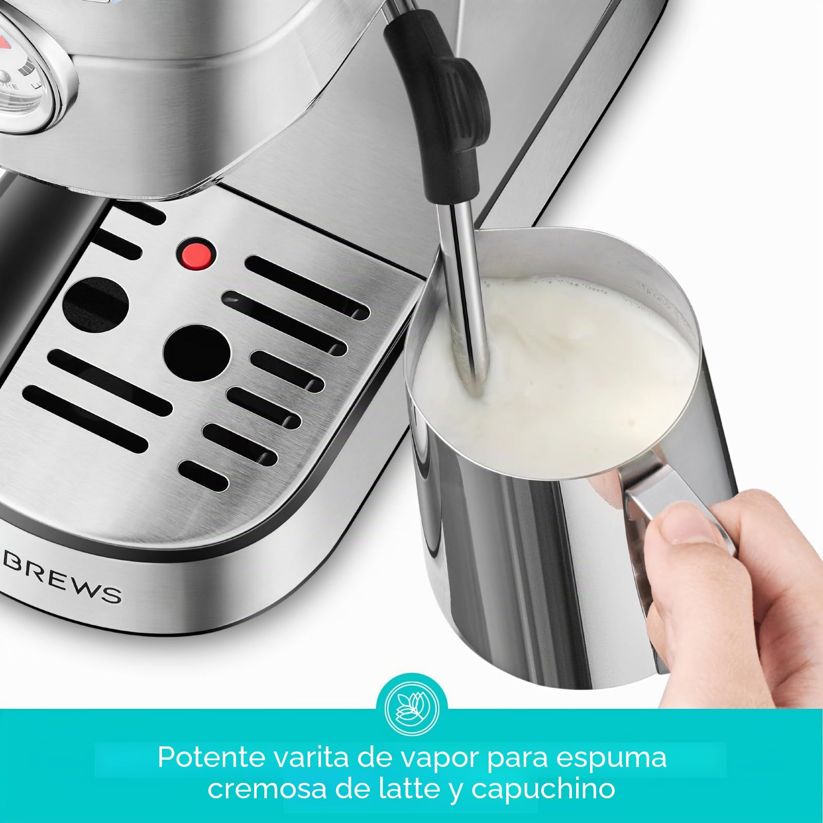 CASABREWS Máquina de café espresso de 20 barras, cafetera profesional con espumador de leche, máquina de café espresso compacta con depósito de agua extraíble de 34 onzas para capuchino, café con