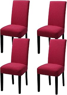 YISUN Fundas Sillas Comedor Elasticas, Fundas Elásticas Chair Covers Lavables Desmontables Cubiertas para Sillas Muy Fácil de Limpiar Duradera(Rojo, Paquete de 4)