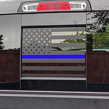 Zhizhong Rear Middle Window Decals Compatible with RAM 1500 2500 3500 2009-2023 2024 2025 2026, Thin Blue Line Back Sliding Window Sticker