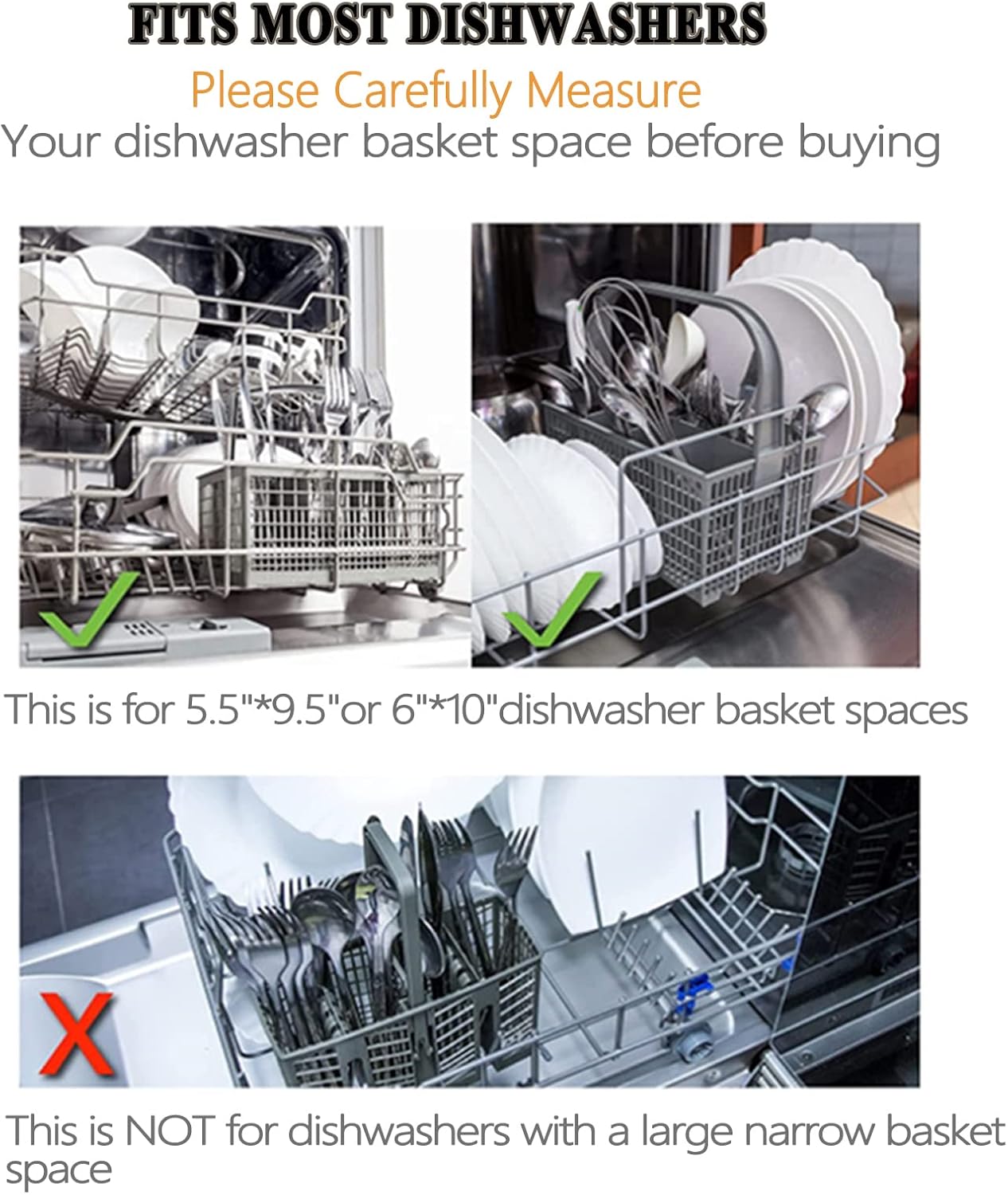 Universal Dishwasher Cutlery Basket, Multipurpose Dishwasher Basket Replacement, Dishwasher Utensil Basket fits for Various Dishwashers