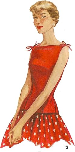 Miniatura 2 de Blusa de verano con patrón vintage de los años 50  Blusa de verano "fácil" y varios escotes. Busto 32" (81.3cm)