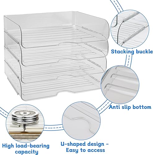 Miniatura 3 de Desk Organiser, Pen Holder, 5 Compartments, Desk Table Organiser with Drawer, Multifunctional for Pens, Office, Home, School (Transparent)
