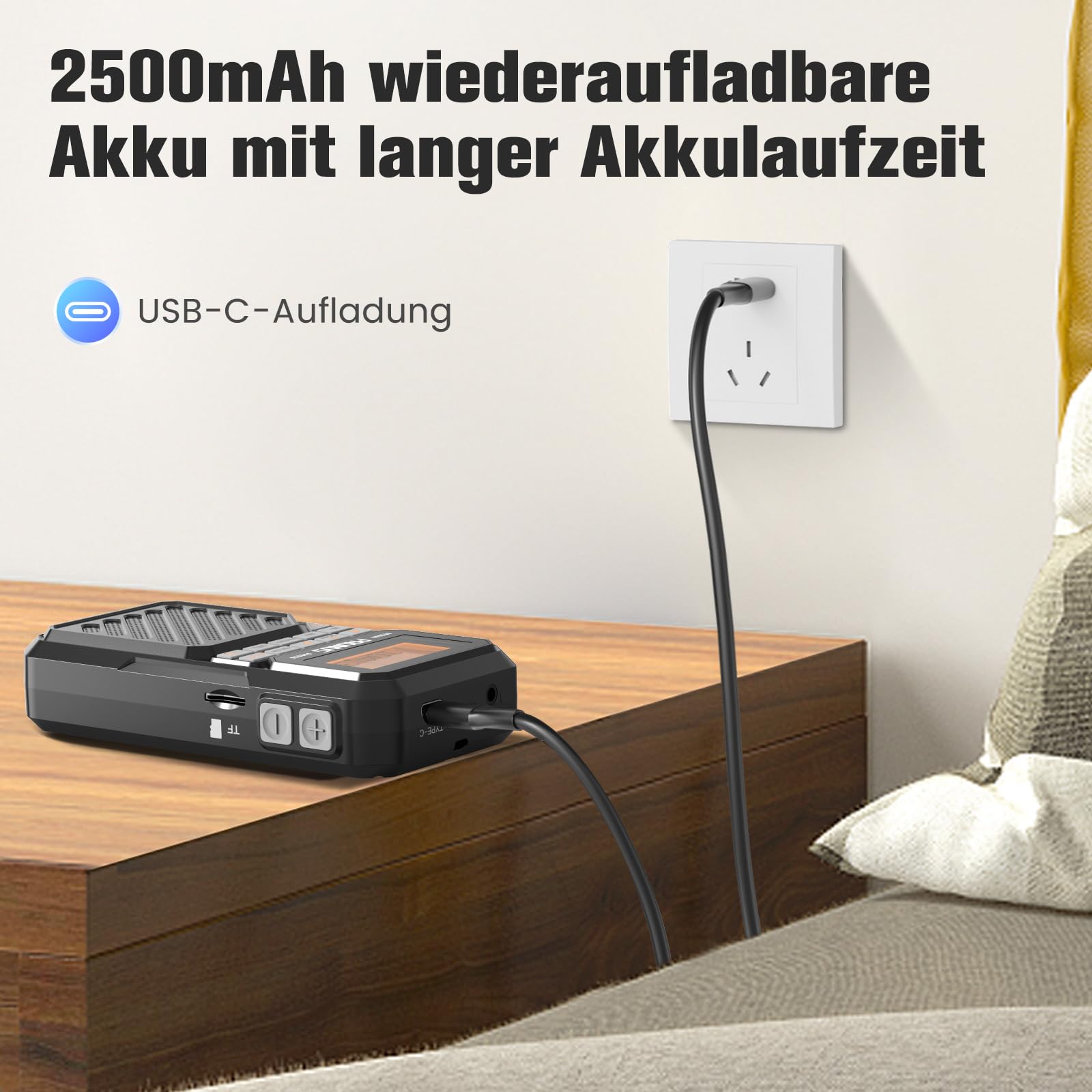 PRUNUS J-525 AM/FM/UKW Kleines Radio mit Bluetooth- Kopfhörern Verbunden, Digital Radio mit 2500mah Akku, Mini Radio unterstützt Manuelle Senderspeicher, Sleep Timer, 3,5-mm-Klinke, MP3/TF