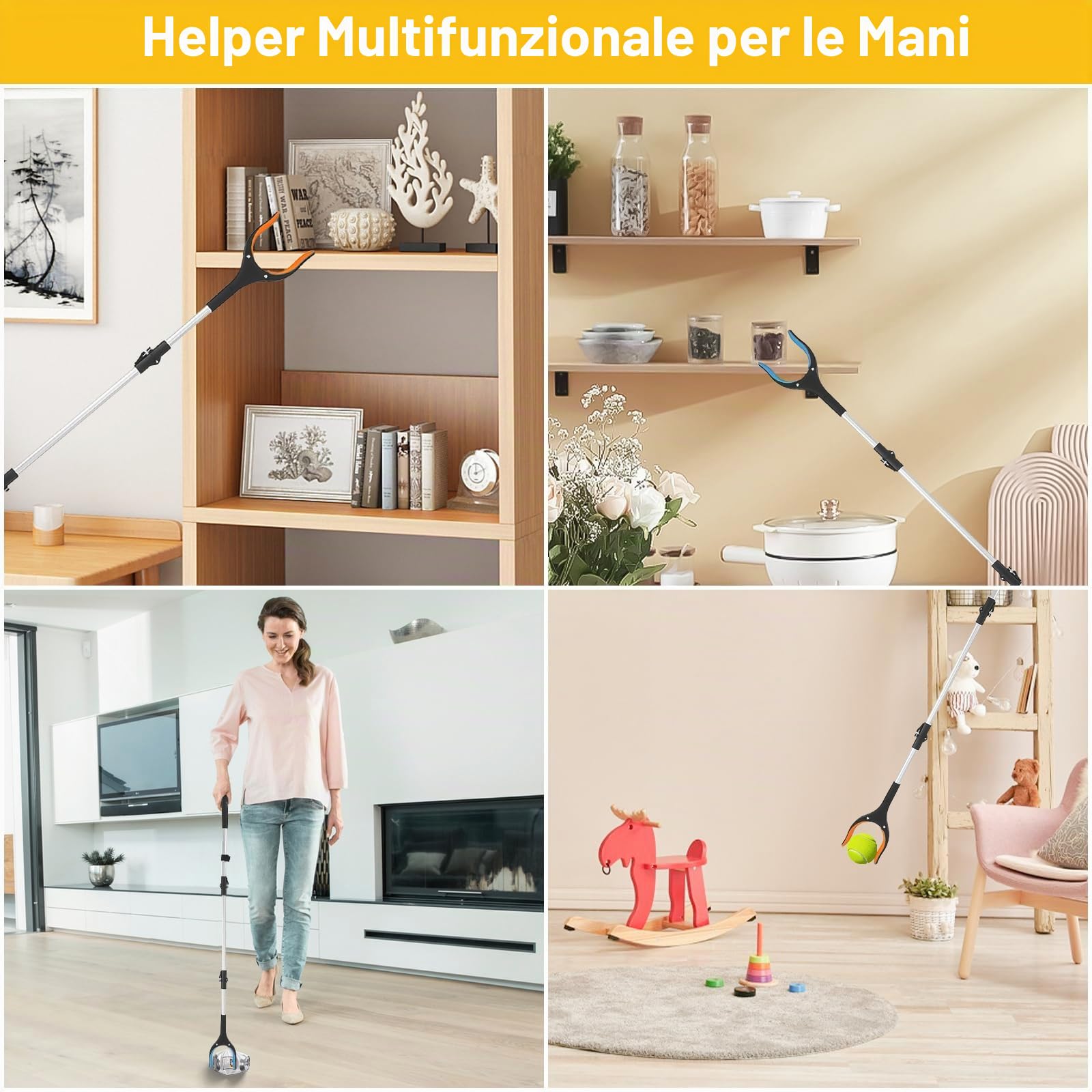 2pcs Pinza Raccogli Oggetti Pieghevole,109cm Pinza Telescopica Pieghevole,Testa Rotante a 360 Gradi,Bastone a Braccio con Punta Magnetica a Forte Presa,Portatile Pinza Raccogli Rifiuti Pinza Morsetto