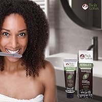 Vista 5 de Twin Lotus Pasta de dientes de carbón activado, blanqueamiento de dientes a base de hierbas, sin flúor y sin SLS para dientes sensibles, pasta