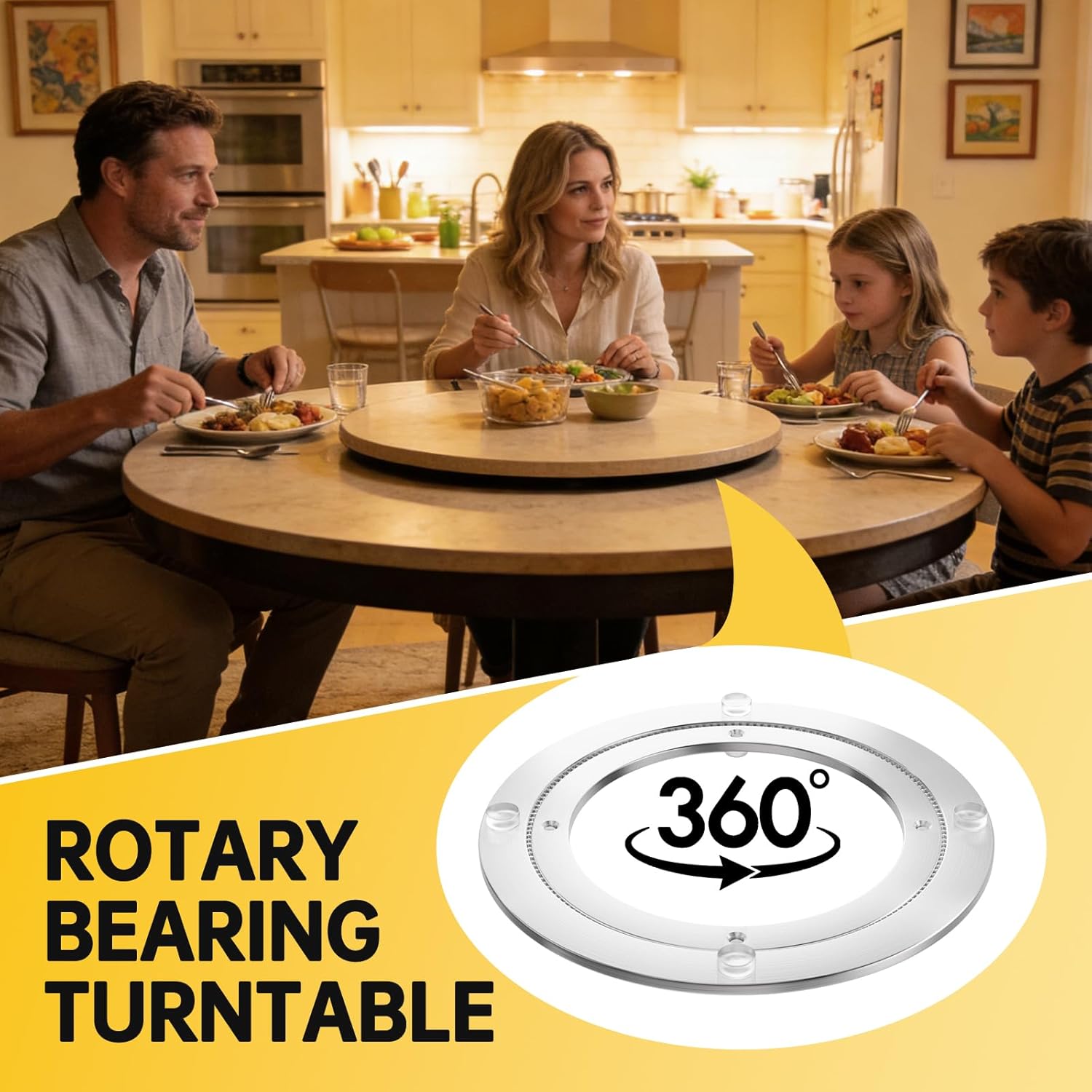 Lazy Susan Hardware 12 Inch Heavy Duty Bearing Kit, 360° Smooth Rotating Aluminium Alloy Turntable, Swivel Base for Dining Table, DIY Project, Display Stand & Workbench
