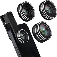 Lente para câmera de celular, kit de lentes de telefone 3 em 1 da Godefa - lente olho de peixe 205° + lente macro + lente grande angular de 120°, kit de lentes de câmera de celular compatível com iPhone, a maioria dos smartphones