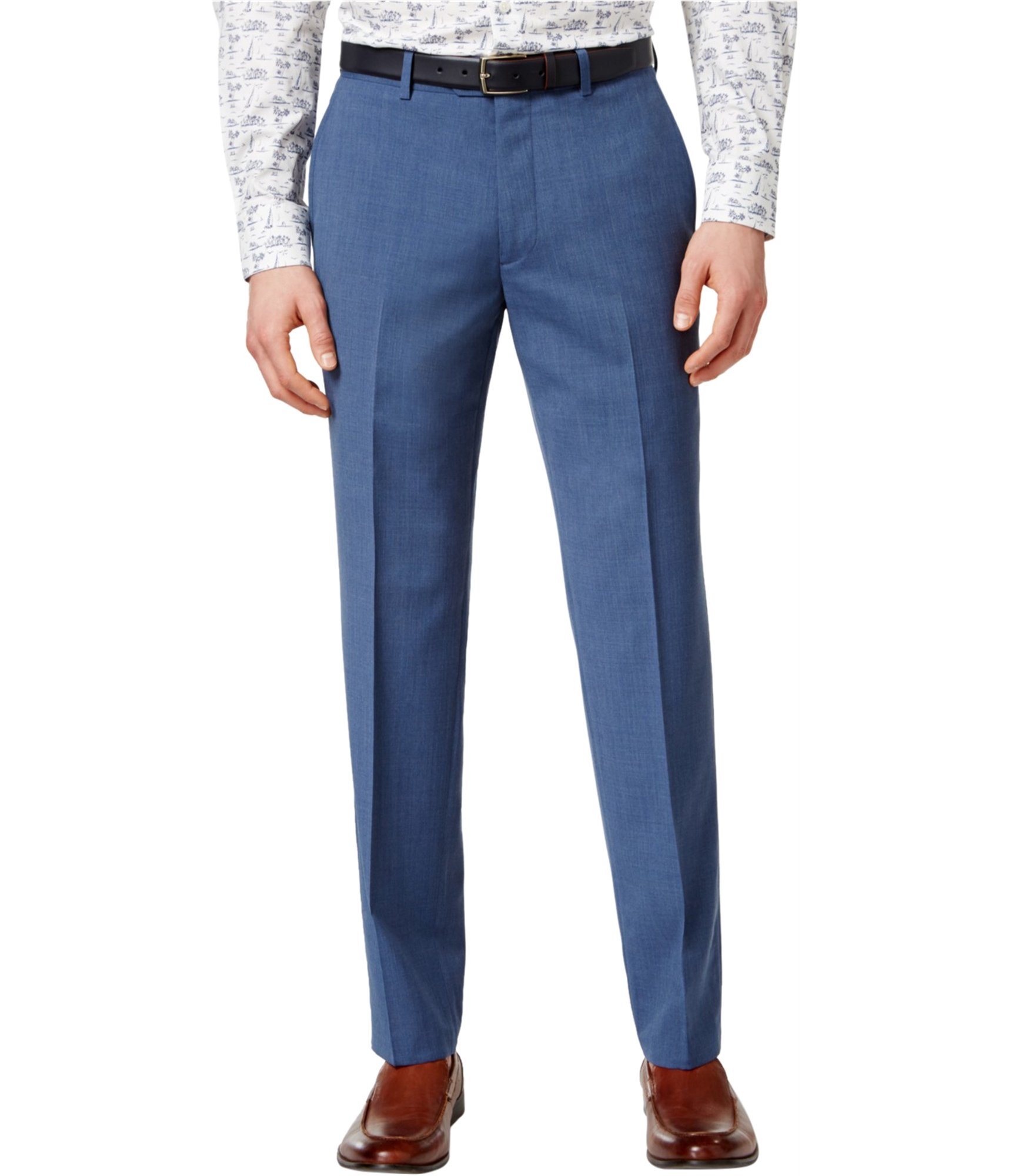 Bar III Slim Fit Dusty Blue Solid Flat Front Wool New Mens Dress Pants 30W x 32L
