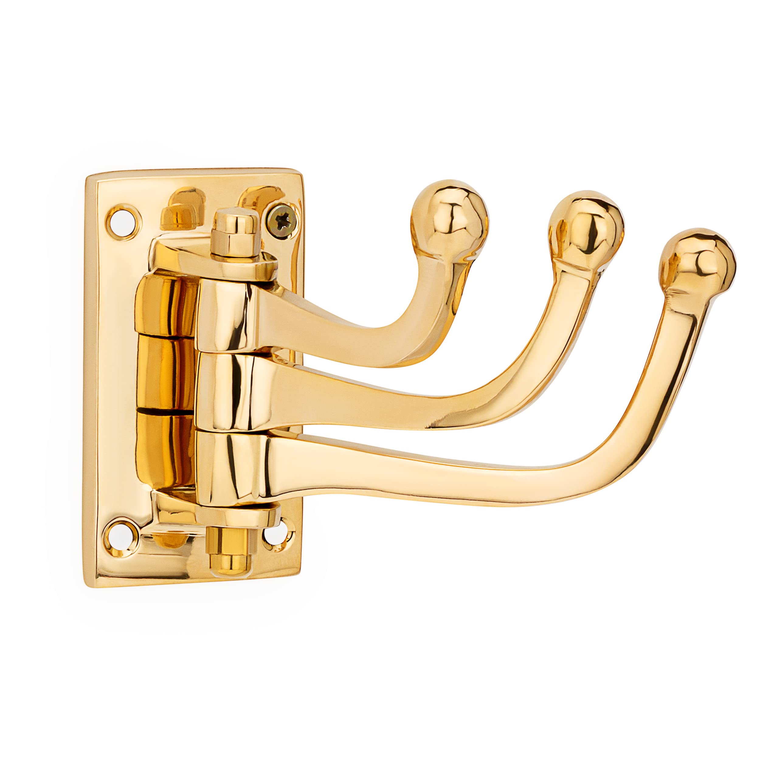 NKlaus 3-Way Clothes Hook Swivel Brass Solid Gold Maritime Coat Hook 11614