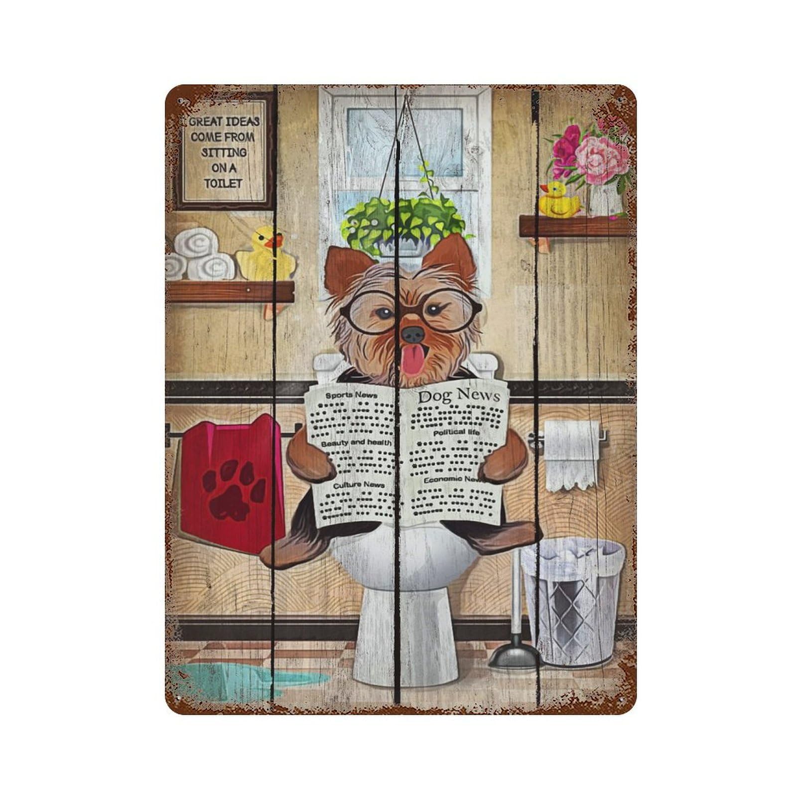 Rust Effect Yorkshire Terrier Rusty Metal Tin Sign 15.7"x11.8", Rustic Home Decor for Bistro, Counter And Cafe Decor
