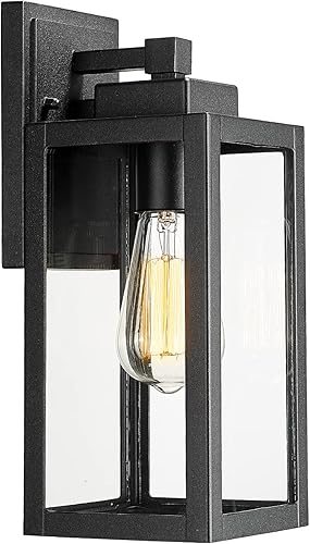 Darkaway Lámparas de pared para exteriores, luz de porche frontal, pared exterior, antioxidante, impermeable, de aluminio con cristal para patio,