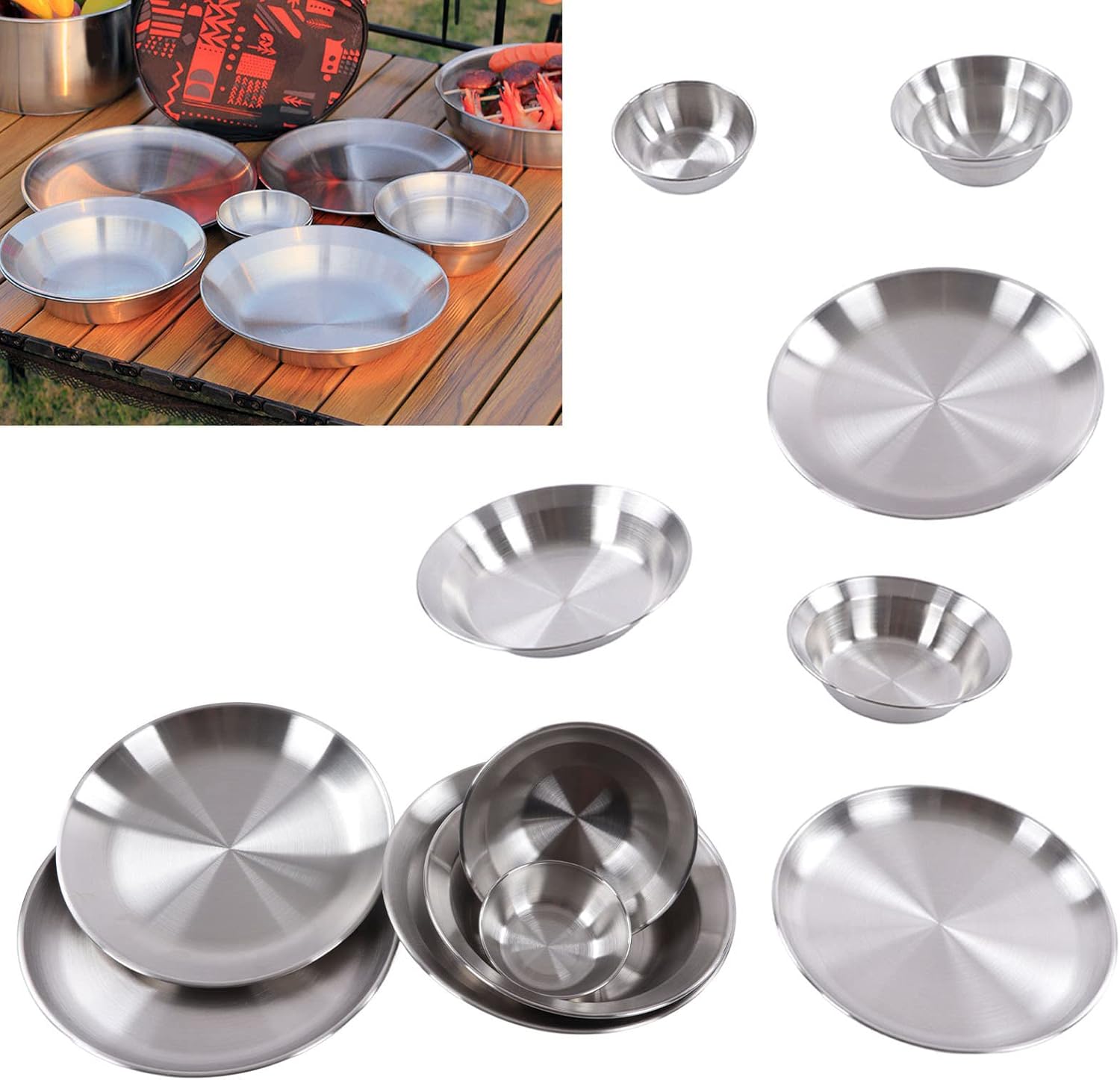 flexman Camping Complete Messware Kit, Stainless Steel Camping Cooking Tableware, Camping Mess Kits Camping Dish Set for Backpacking, Hiking, Picnic