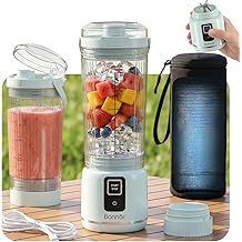 Bonnor Cordless Portable Blender for Smoothies &amp; Ice Crushing With 2&times;22oz Cups&amp;12h Insulated Bag, Detachable Easy Clean Personal Blender,Leakproof,Long-Lasting Battery,Ideal for Gym,Office,Travel,Blue