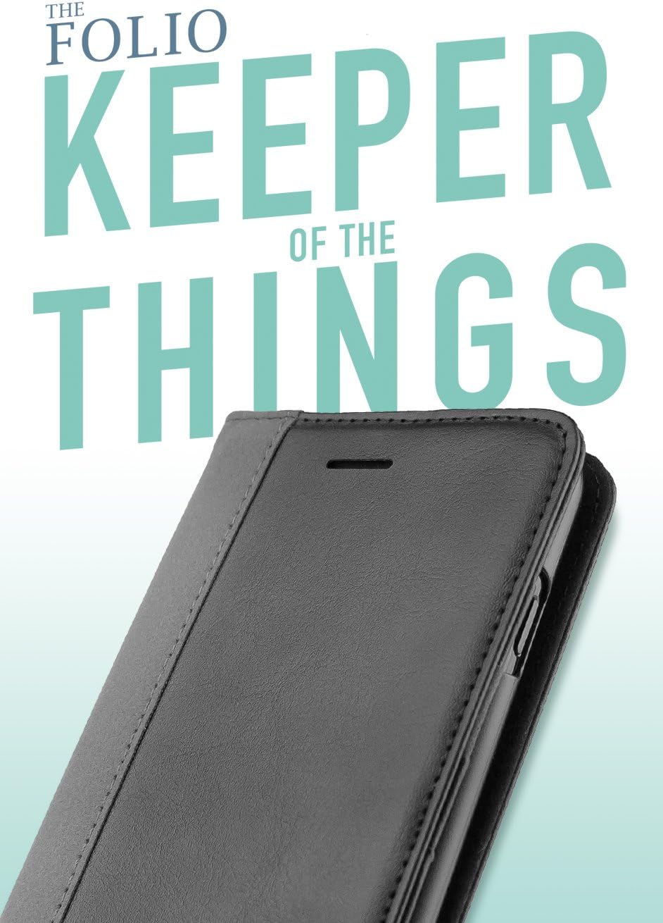 Smartish iPhone SE Wallet Case - Keeper of The Things - Folio Wallet Synthetic Leather Portfolio Flip Credit Card Cover with Kickstand for iPhone 7/8/SE - Black Tie Affair