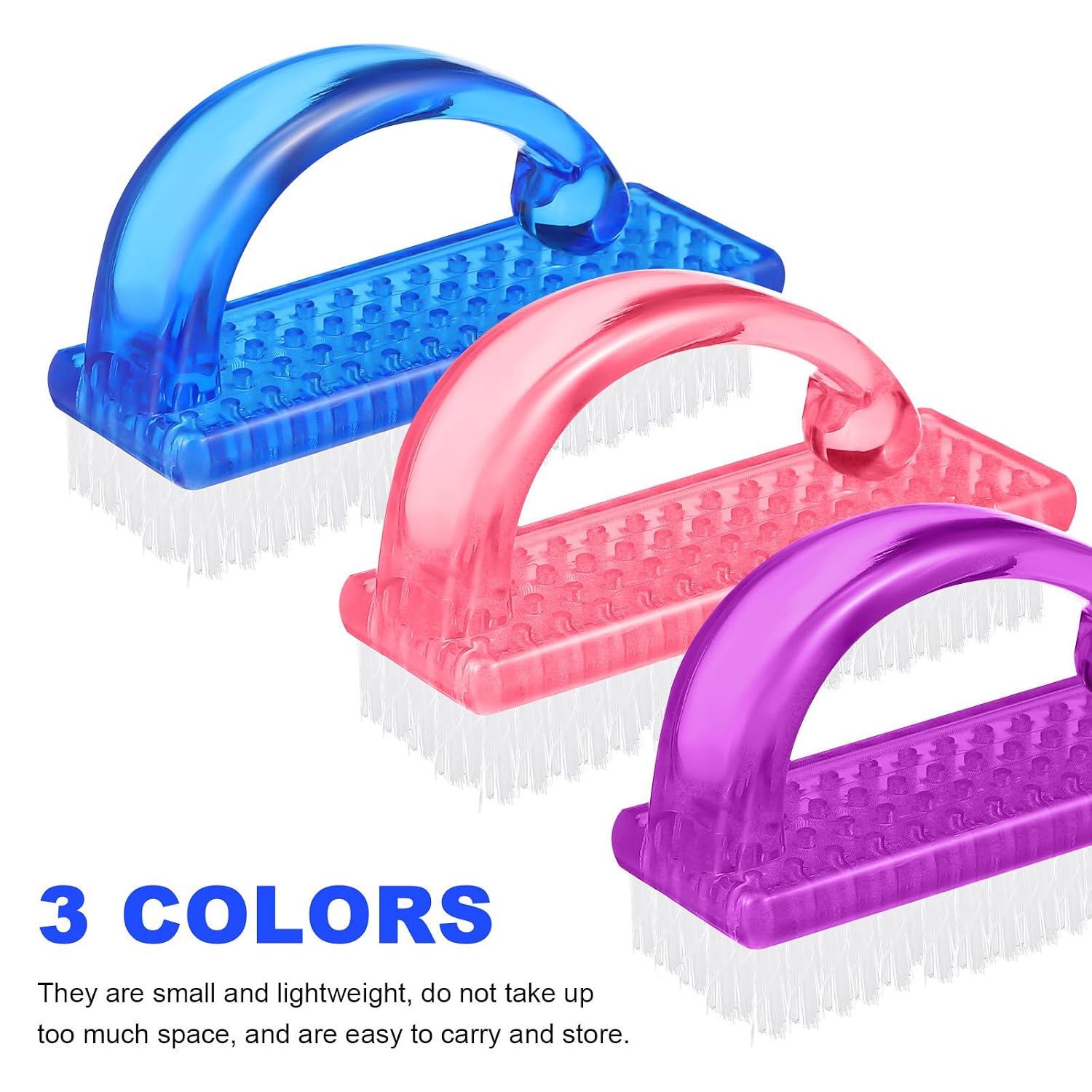 6pcs Plastic Handle Nail Dust Remover Brush Set for Hands and Feet, Easy to Carry and Store, for Bathroom and Travel Use