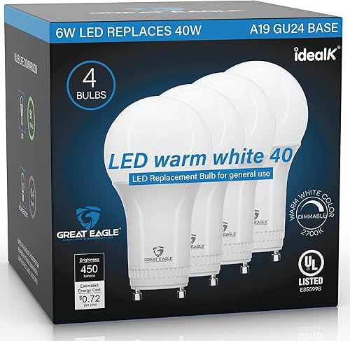 Miniatura 9 de Great Eagle Lighting Corporation Bombilla LED GU24 de 40 W, regulable, luz diurna de 5000 K, UL, 2 clavijas giratorias (paquete de 4)